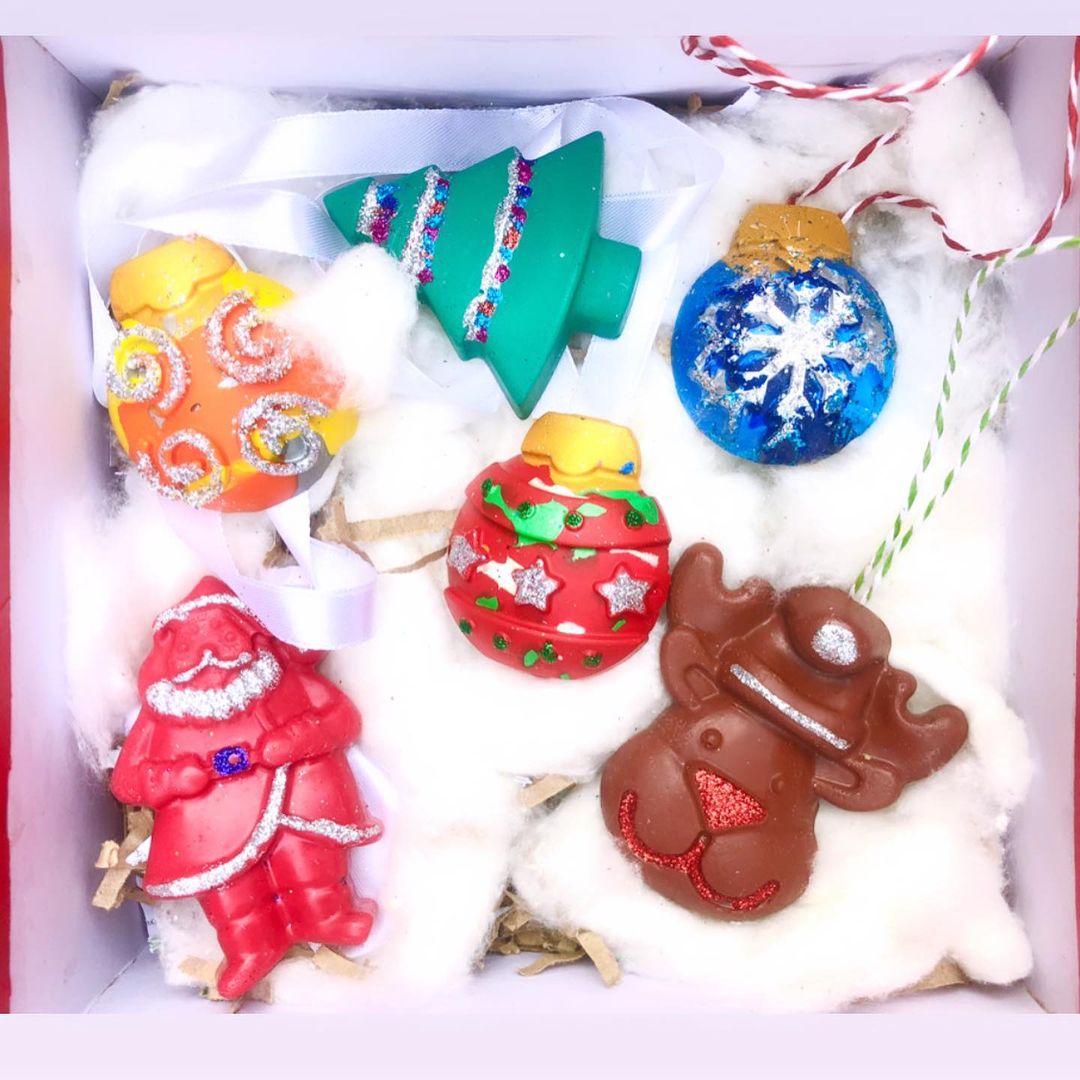 Jumbo Christmas Trees Ornament Crayon set of 6 - Kee&Ka