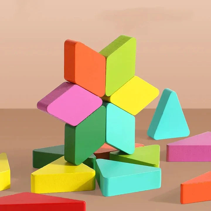 Wooden Shapes Puzzle Learning Toy, Montessori Game - Kee&Ka