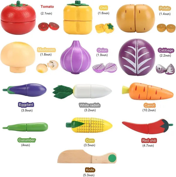 Wooden Cutting Vegetable Magnetic Basket - Kee&Ka