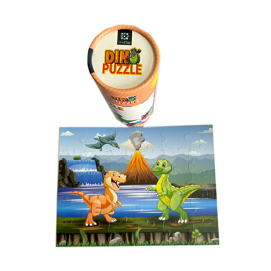 Metclap Dinosaurs Jigsaw Puzzle - 30 Pieces Inside Round Box - Kee&Ka