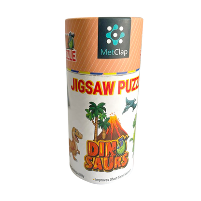 Metclap Dinosaurs Jigsaw Puzzle - 30 Pieces Inside Round Box - Kee&Ka