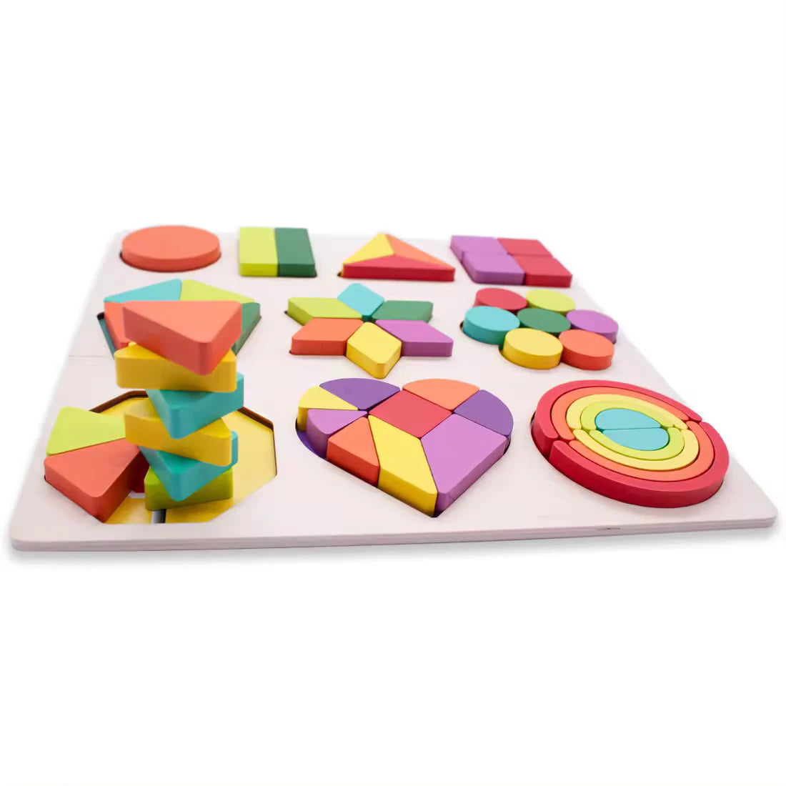 Wooden Shapes Puzzle Learning Toy, Montessori Game - Kee&Ka
