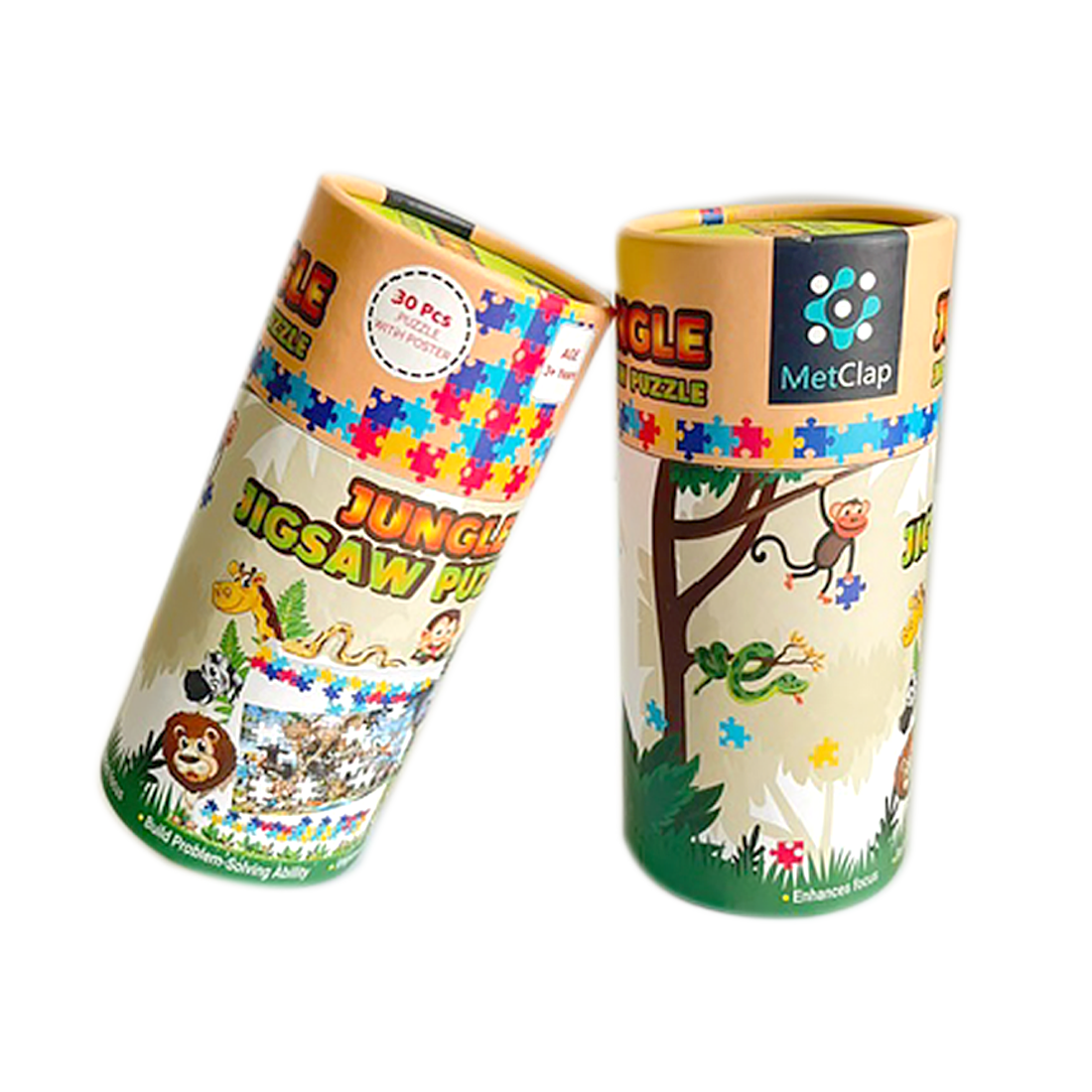 Metclap Jungle Jigsaw Puzzle - 30 pieces inside round box - Kee&Ka