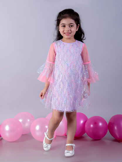 Razzle Dazzle Girls Blue Multi Color Sequins Party Dress - Kee&Ka
