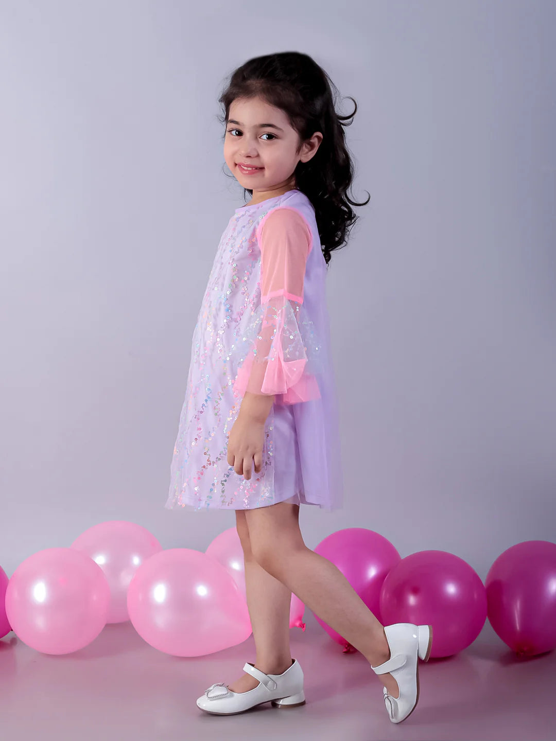 Razzle Dazzle Girls Blue Multi Color Sequins Party Dress - Kee&Ka