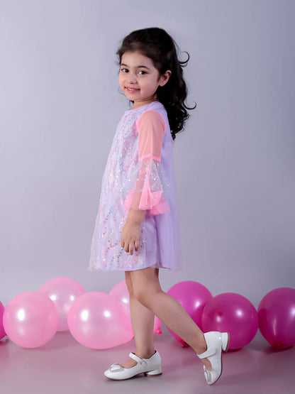 Razzle Dazzle Girls Blue Multi Color Sequins Party Dress - Kee&Ka