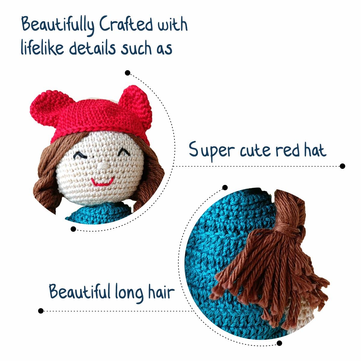 Clapjoy Soft Hand Knitted Cotton Thread Doll for kids - Kee&Ka