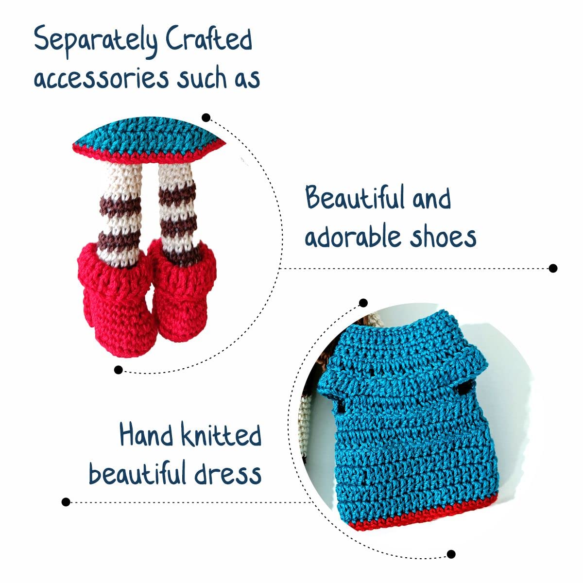 Clapjoy Soft Hand Knitted Cotton Thread Doll for kids - Kee&Ka