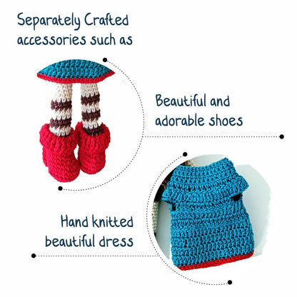 Clapjoy Soft Hand Knitted Cotton Thread Doll for kids - Kee&Ka
