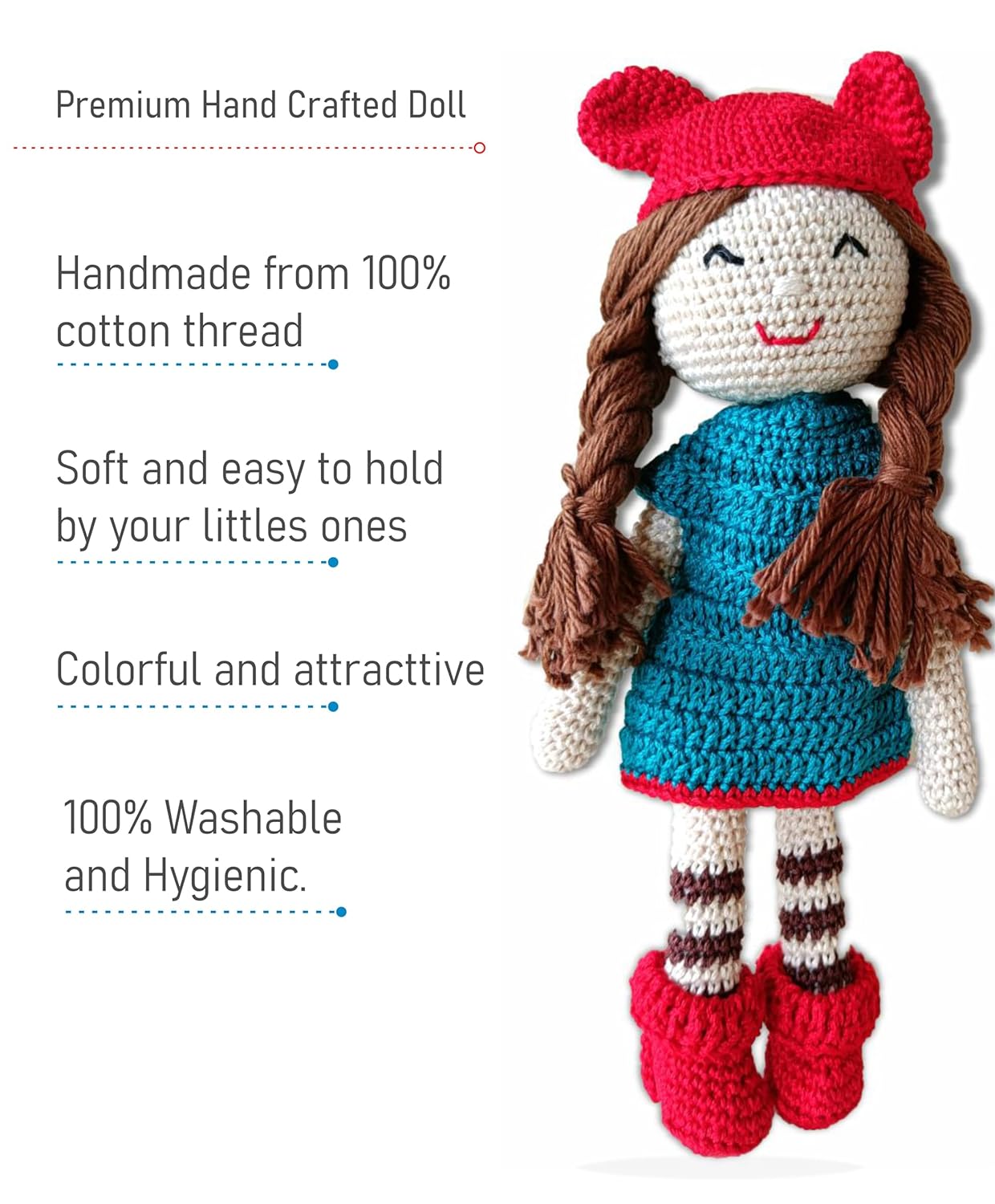Clapjoy Soft Hand Knitted Cotton Thread Doll for kids - Kee&Ka